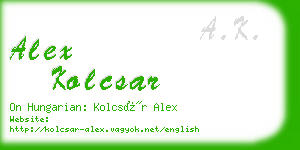 alex kolcsar business card